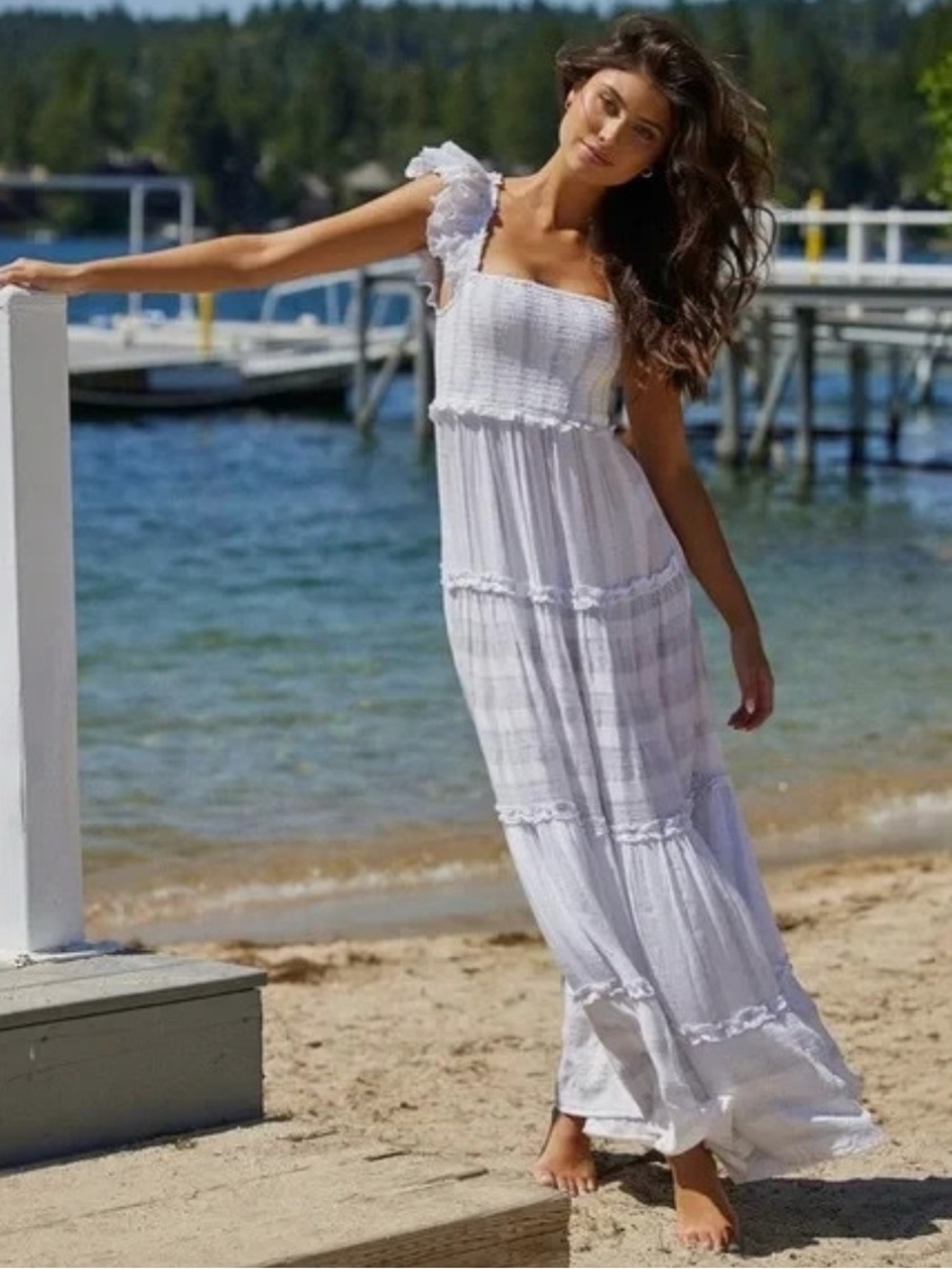 New PQ Swim white Victoria Dress with shimmer details XS/S